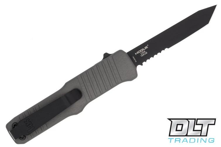 Hogue HK Hadron Tanto - Grey Aluminum - Partially Serrated - Black Blade 3 Hogue HK Hadron Tanto - Grey Aluminum - Partially Serrated - Black Blade - Image 3