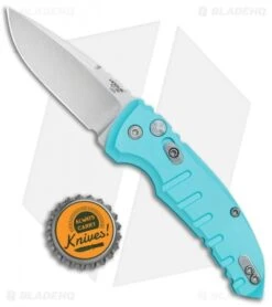 Hogue Knives A01 Microswitch Automatic Knife Aqua Blue (2.6" Stonewash) 24113 -Hogue Knife Shop Hogue Knives A01 Microswitch Auto Aqua Blue SW 24113 BHQ 78508 jr bottlecap