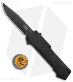 Hogue Knives Compound OTF Automatic Knife Clip Point Black (3.5" Black) 34036 -Hogue Knife Shop Hogue Knives Compound OTF Auto CP Black Black 34036 BHQ 93915 jr bottlecap