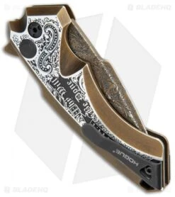 Hogue Knives/Outlaw Ordnance/Manspot X5 Flipper Knife (3.5" Bronze) Exclusive -Hogue Knife Shop Hogue Knives EX A05 SP Manspot Exclusive BHQ 105684 jr side