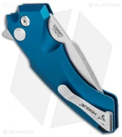 Hogue Knives X5 Flipper Knife Blue Aluminum (3.5" Stonewash) 34573 -Hogue Knife Shop Hogue Knives X5 SP Flipper Blue Aluminum SW 34573 EXLRSR BHQ 95533 jr side