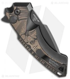 Hogue Knives/Outlaw Ordnance X5 Flipper Knife Class Barbershop (3.5" Black) -Hogue Knife Shop Hogue Knives X5 Spear Point Flipper Knife 3.25in Working Class Barbershop 34594 EXLBHQ BHQ 107279 LS Side