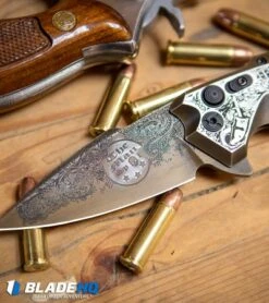 Hogue Knives/Outlaw Ordnance/Manspot X5 Flipper Knife (3.5" Bronze) Exclusive -Hogue Knife Shop Hogue Knives X5 Spear Point Flipper Knife Bronze Manspot Exclusive BHQ 105684 kp 38 special web 1