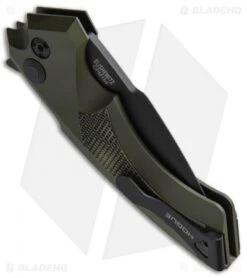 Hogue Knives X5 Spear Point Flipper Knife OD Green G-Mascus (3.5" Black) -Hogue Knife Shop Hogue X 5 Spear Point OD Green G Mascus Black 3.5in BHQ 49337 jr side