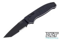 Hogue Ballista - Tanto Partially Serrated - Black Cerakote - Black Matte Aluminum Frame