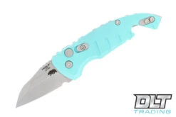Hogue A01 Microswitch CA Wharncliffe - Aquamarine Aluminum - Tumbled Blade