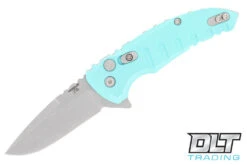 Hogue X1 Microflip Drop Point - Aquamarine Aluminum - Tumbled Blade