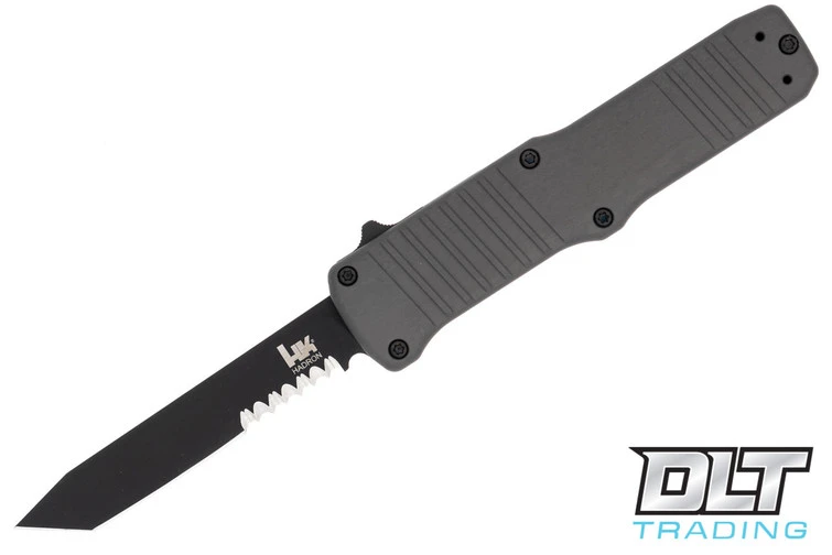 Hogue HK Hadron Tanto - Grey Aluminum - Partially Serrated - Black Blade 1 Hogue HK Hadron Tanto - Grey Aluminum - Partially Serrated - Black Blade