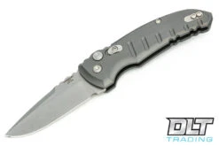 Hogue A01 Microswitch Drop Point - Grey Aluminum - Tumbled Blade