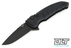 Hogue X1 Microflip Drop Point - Black Aluminum - Black Blade