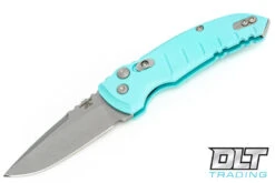 Hogue A01 Microswitch Drop Point - Aquamarine Aluminum - Tumbled Blade