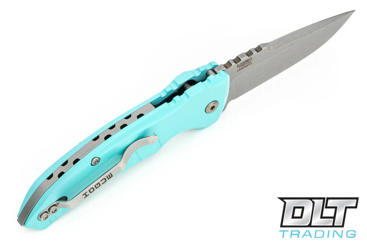 Hogue A01 Microswitch Drop Point - Aquamarine Aluminum - Tumbled Blade 3 Hogue A01 Microswitch Drop Point - Aquamarine Aluminum - Tumbled Blade - Image 3