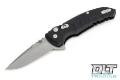 Hogue X1 Microflip Drop Point - Black Aluminum - Tumbled Blade