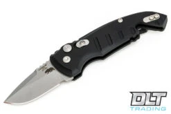 Hogue A01 Microswitch CA Drop Point - Black Aluminum - Tumbled Blade - Bottle Opener