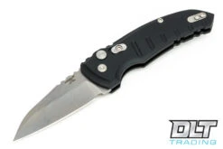 Hogue A01 Microswitch Wharncliffe - Black Aluminum - Tumbled Blade
