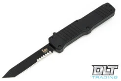 Hogue HK Hadron Tanto - Black Aluminum - Partially Serrated - Black Blade
