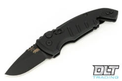 Hogue A01 Microswitch CA Drop Point - Black Aluminum - Black Blade - Bottle Opener