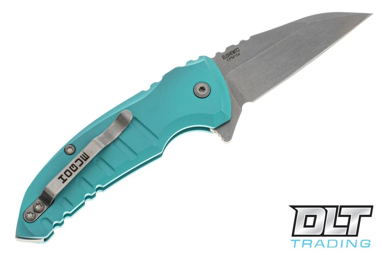 Hogue X1 Microflip Wharncliffe - Aquamarine Aluminum - Tumbled Blade 2 Hogue X1 Microflip Wharncliffe - Aquamarine Aluminum - Tumbled Blade - Image 2