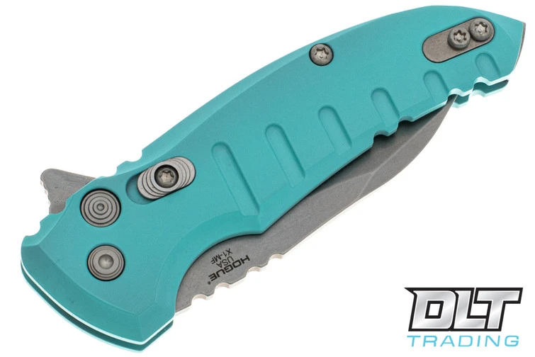 Hogue X1 Microflip Wharncliffe - Aquamarine Aluminum - Tumbled Blade 3 Hogue X1 Microflip Wharncliffe - Aquamarine Aluminum - Tumbled Blade - Image 3