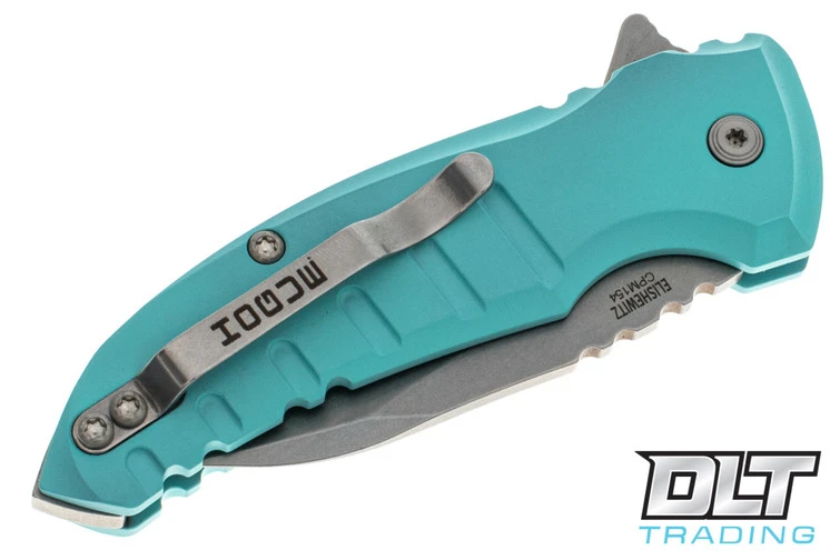 Hogue X1 Microflip Wharncliffe - Aquamarine Aluminum - Tumbled Blade 4 Hogue X1 Microflip Wharncliffe - Aquamarine Aluminum - Tumbled Blade - Image 4